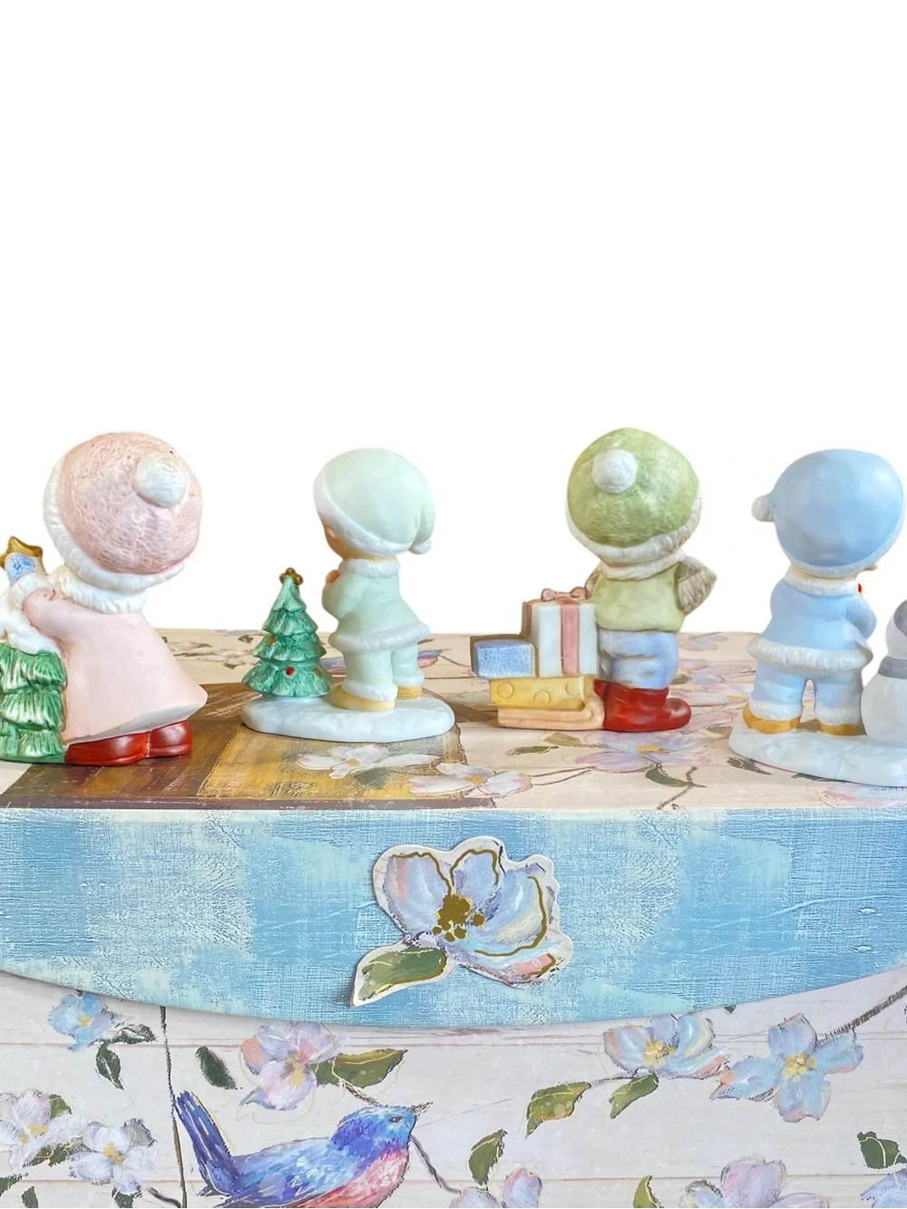 Vintage Homco Christmas Porcelain Children Figurines Set of 4 Holiuday Whimsy